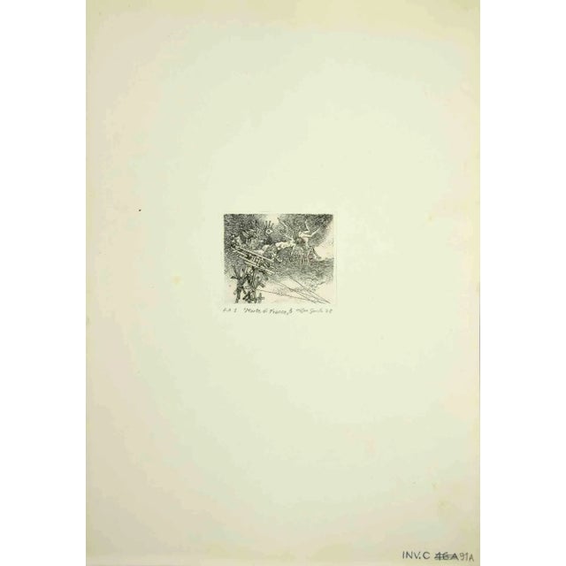 The Death of Francois an original etching and aquatint realized by Leo Guida in 1978. Good condition. Mounted on a white...