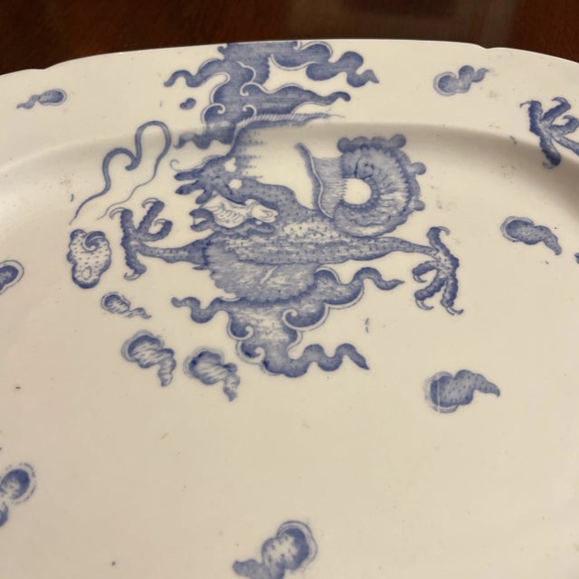 English Georgian Blue and White Dragon Platter, Circa 1810s For Sale - Image 3 of 4