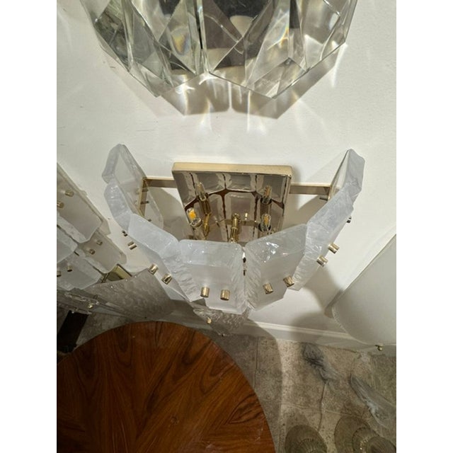 Pair of Murano Opalescent Glass Ice Block Sconces For Sale - Image 4 of 7