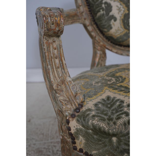 Pair Vintage French Louis XVI Painted Armchairs For Sale - Image 17 of 18