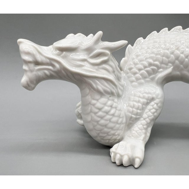 1960s Blanc De Chine Style White Porcelain Dragon Figurine — Chinoiserie / Hollywood Regency For Sale - Image 10 of 12