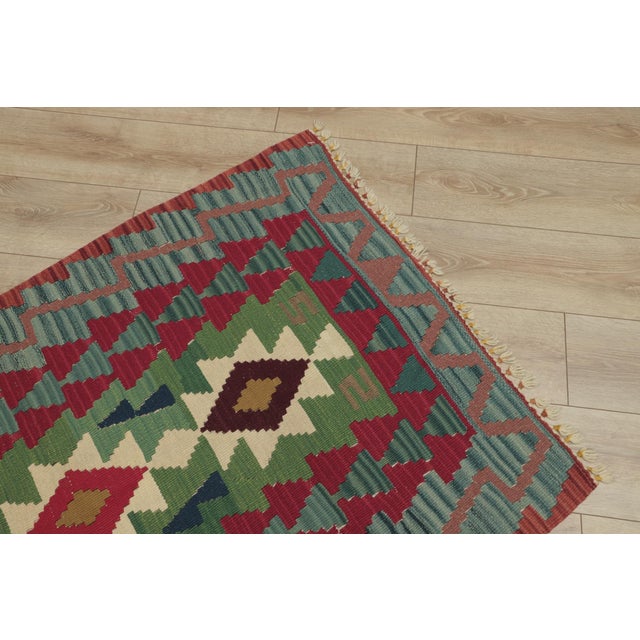 Textile 1960s Tribal Style Geometric Design Handmade Oushak Kilim Rug For Sale - Image 7 of 12