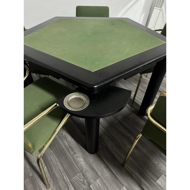 Wood Modern Game Table Set and Chairs, 1970s, Set of 6 For Sale - Image 7 of 14