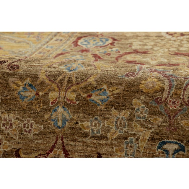 Beige Rug & Kilim’s Agra Style Oriental Rug in Brown and Gold With Floral Patterns For Sale - Image 8 of 9