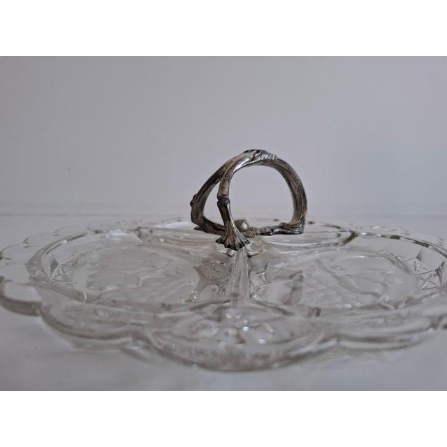 Art Deco Pressed Glass Divided Serving Dish with Alpaca Handle, 1930 For Sale - Image 12 of 18