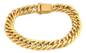 Wide Puffed Curb Link 18k Yellow Gold Bracelet