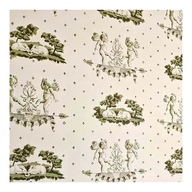 Brunschwig & Fils Hand-Printed Cherubin Et Lapins, Wallpaper, Angels and Rabbits For Sale