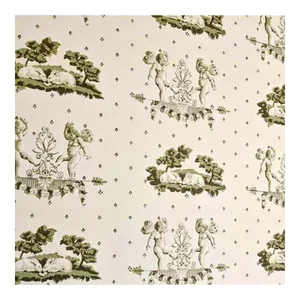 Brunschwig & Fils Hand-Printed Cherubin Et Lapins, Wallpaper, Angels and Rabbits