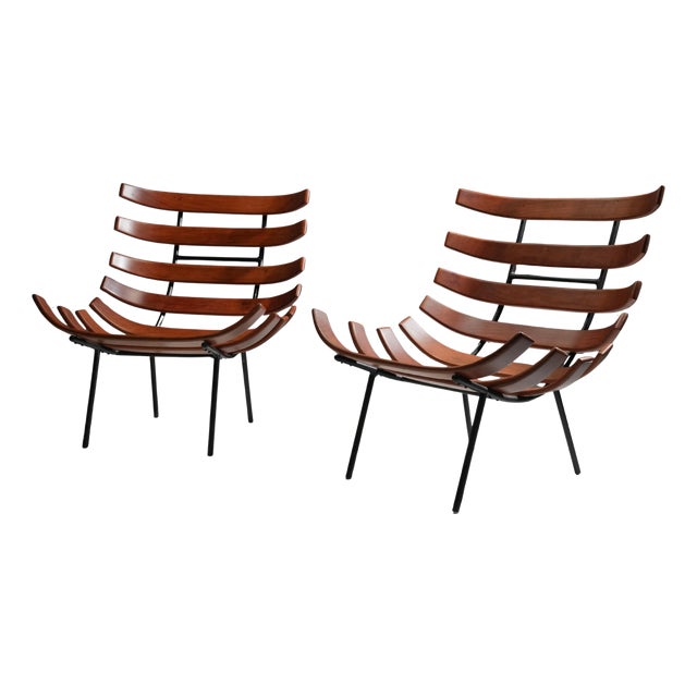 Set of Costela Lounge Chairs attributed to M. Eisler and C. Hauner, Brazil, 1950s For Sale