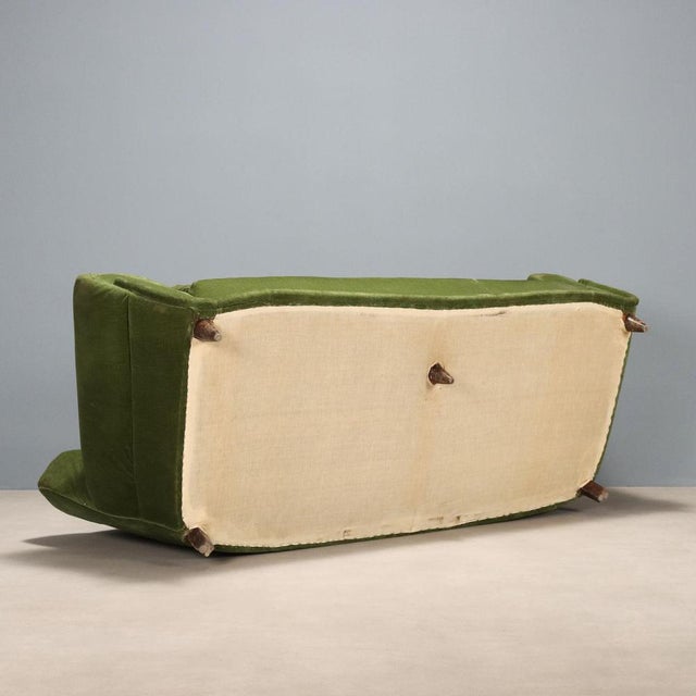 Vintage Green Velvet Sofa, 1950s For Sale - Image 11 of 12