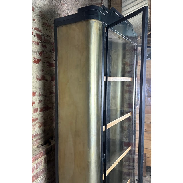 Wood Wall Unit in Patinated and Black Steel, 1980s For Sale - Image 7 of 11