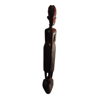 1970s Handcarved Ebony Wood Woman Figurine, Made in Kenya For Sale