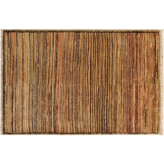 Boho Chic Gabbeh Beige/Brown Wool Rug - 2'10'' X 4'9'' For Sale - Image 9 of 10