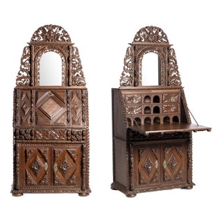 19th Century Rustic Writing Desk with Niche For Sale