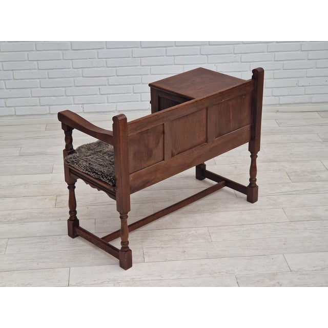 Scandinavian Bench or Sofa in Oak & Sheepskin, 1950s For Sale - Image 9 of 18