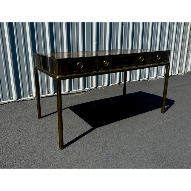 Mastercraft Vintage Mastercraft Brass and Leather Desk For Sale - Image 4 of 9