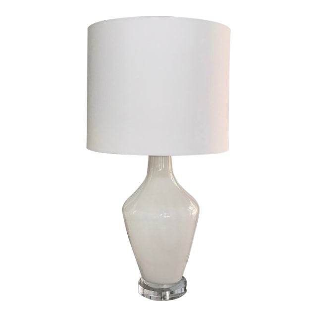 Extra Large Neutral White Mottega Blown Glass Double Socket Lamp For Sale
