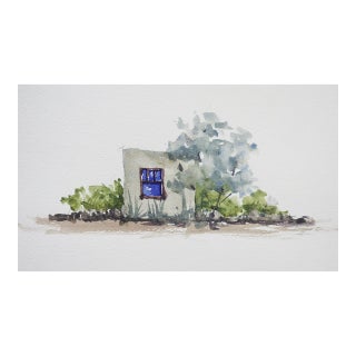 Mid 20th Century House and Landscape Watercolor Study Painting For Sale