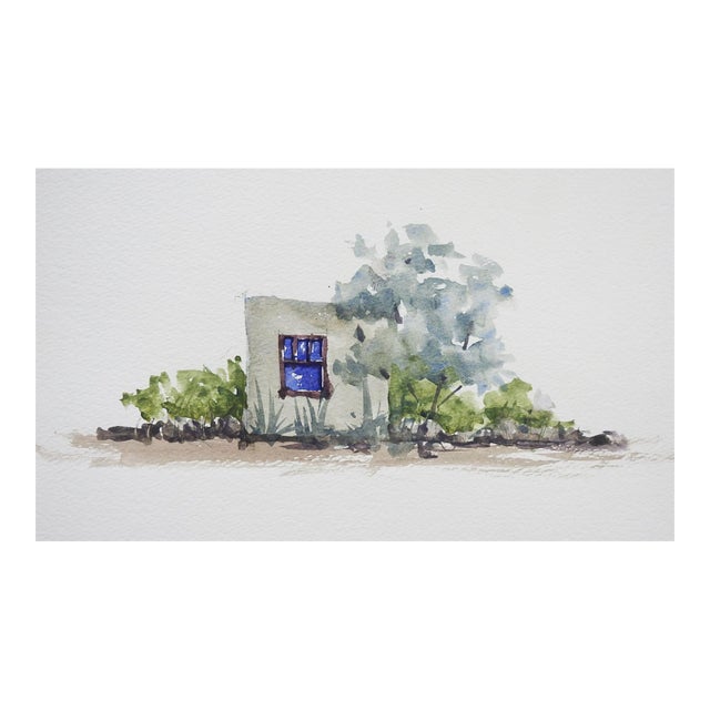 Mid 20th Century House and Landscape Watercolor Study Painting For Sale