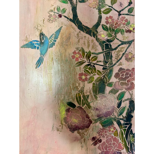 Pink Antique Painted Pine Wardrobe with Chinoiserie Panels, 1990s For Sale - Image 8 of 15