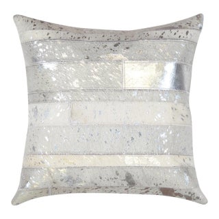 Pasargad Home Safari Striped Silver Cowhide Pillow For Sale