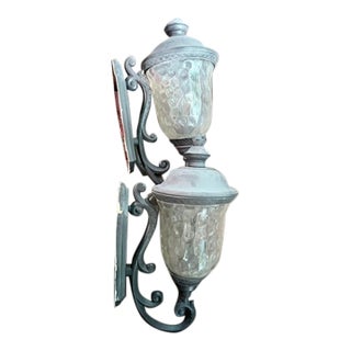 1990s Neoclassical Brass & Glass Urn Wall Sconces - a Pair For Sale