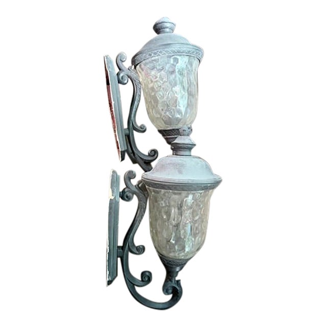 1990s Neoclassical Brass & Glass Urn Wall Sconces - a Pair For Sale