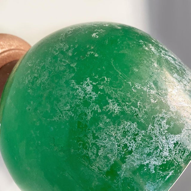 Italian antique set of three green and white glass sheet metal appliques, 1930s Charming set of three appliques in green...