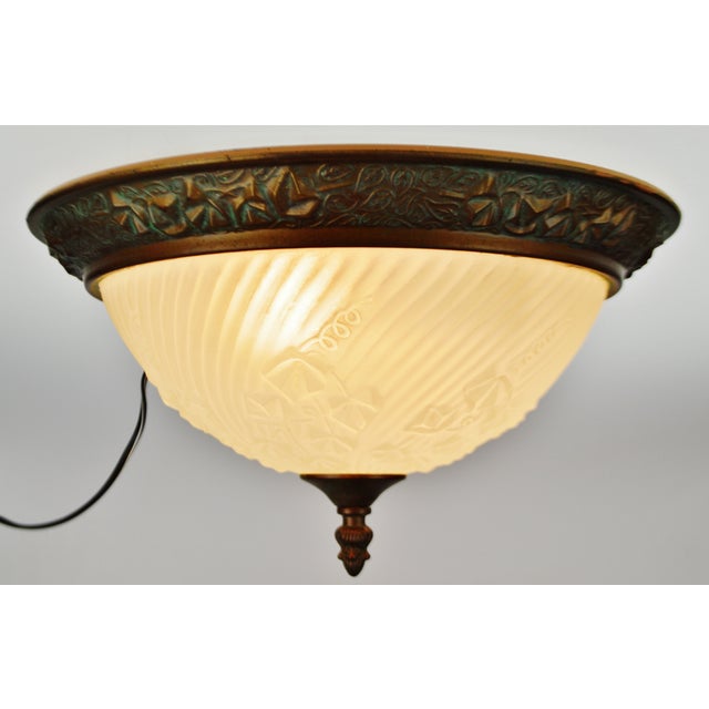 Vintage Molded Frosted Glass With Ivy Relief Design Flush Mount