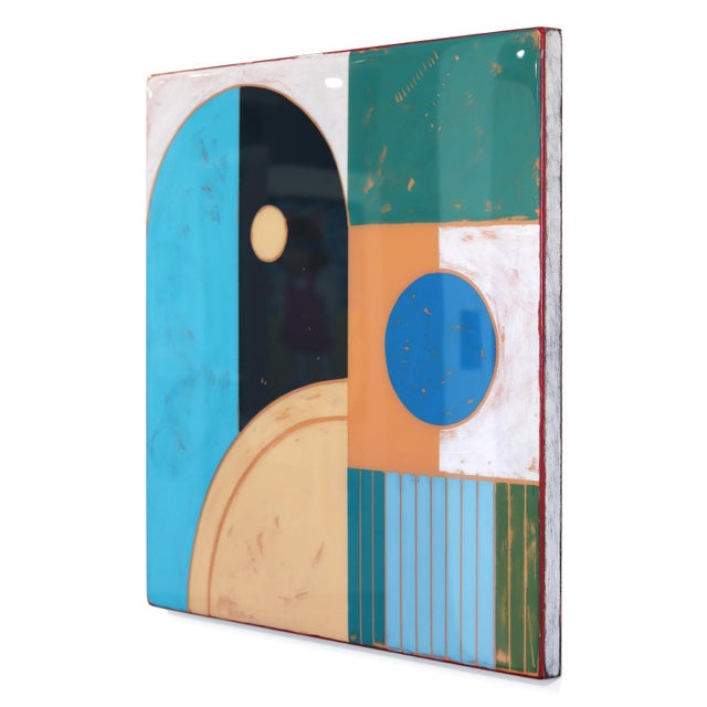 Contemporary A Bit Bluey - Original Contemporary Minimalist Abstract Mixed Media Painting by Ricky Hunt For Sale - Image 3 of 9