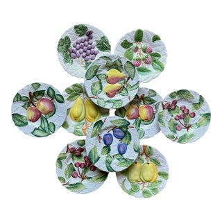 Vintage Italian Majolica Fruit Plates-Set 10 For Sale