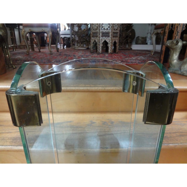 Italian Modern Brass and Glass Umbrella Stand For Sale In Houston - Image 6 of 12