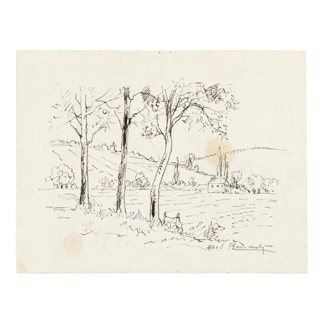 Paysage - Original China Ink Drawing by Abel Pierre Renault - Mid 1900 Mid 1900 For Sale