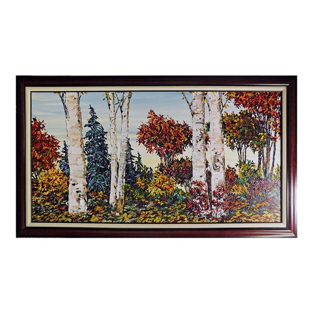 Maya Eventov "Autumn's Arrival" Original Acrylic Painting on Canvas Custom Frame For Sale
