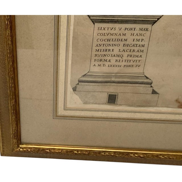 Late 18th Century 18th C. Architectural Folio Engraving: Columns of Trajan & Antoninus Provenance Custom Framed by J. Pocker & Son, Nyc For Sale - Image 5 of 12
