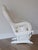 Vintage 70s Victoria Style White Wicker Rattan Glider Rocking Peacock Lounge Chair For Sale - Image 4 of 18