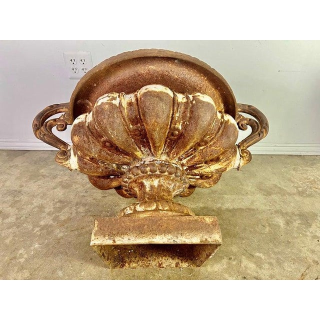 Large Pair of Antique Cast Iron Urn Planters, Europe, Early 20th Century For Sale - Image 13 of 16