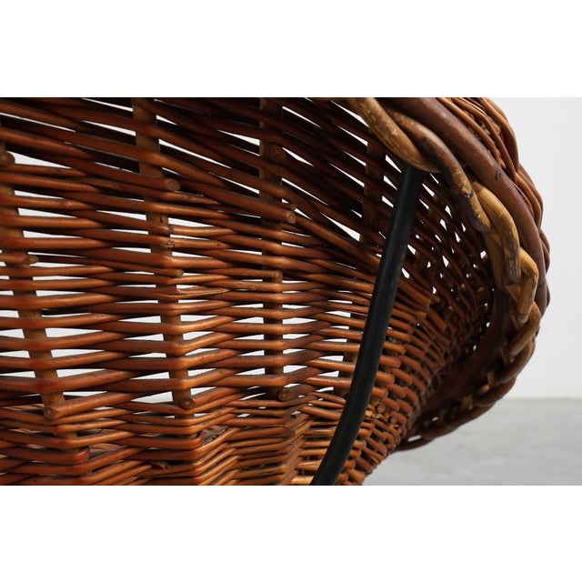 Mid-Century Woven RattanWicker and Iron Basket Chair, Italy, 1960s For Sale - Image 14 of 18