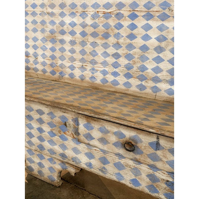 Farmhouse Italian Wooden Harlequin Painted Bench , C. 19th For Sale - Image 3 of 4