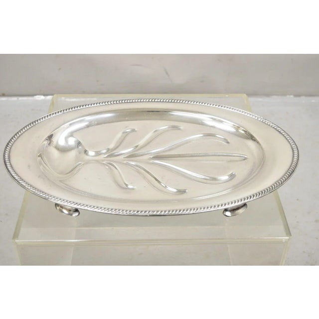 Vintage Community Plate English Regency Silver Plated Oval Meat Cutlery Serving Platter For Sale - Image 10 of 11