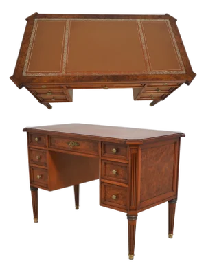 Italian Small Leather Top Walnut Writing Desk
