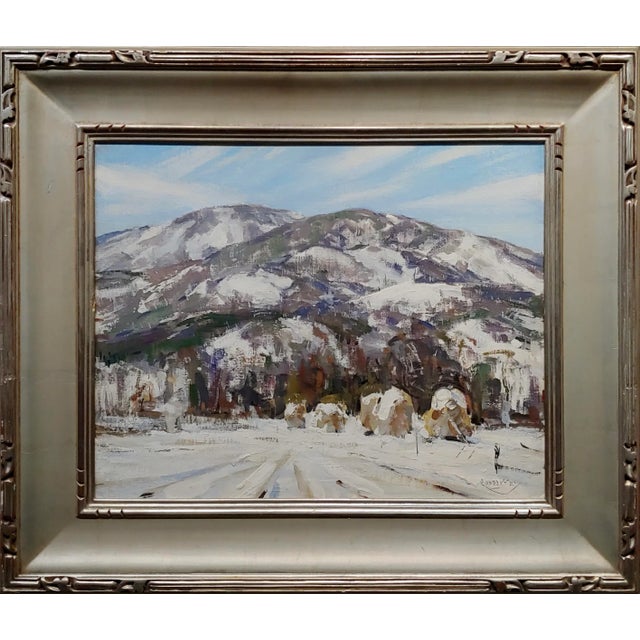 Jay Hall Connaway -1930s Snow in Vermont Haystack Mountain-Oil Painting Impressionist oil painting on canvas board -signed...