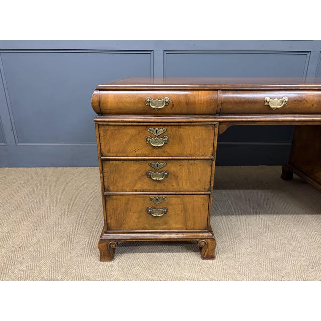 Burr Walnut Partners Pedestal Desk from Maple & Co., 1920s For Sale - Image 9 of 18