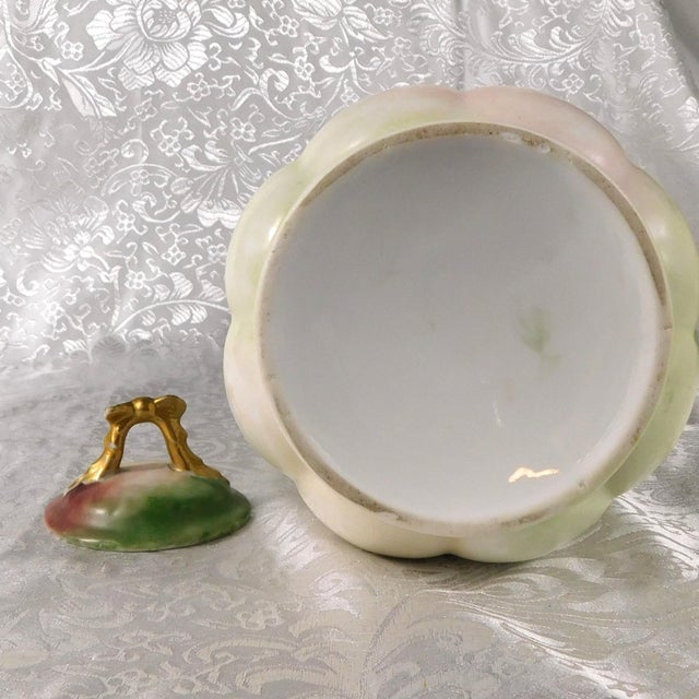 1940s Contemporary Unmarked Tall Slender Green Chocolate Pot With Purple Flowers For Sale - Image 10 of 10