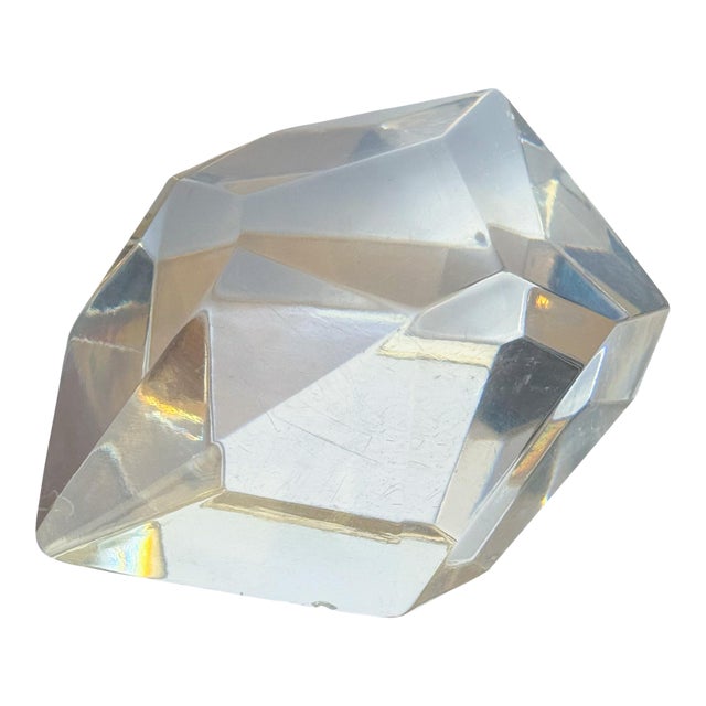 Vintage Modern Sculptural Abstract Acrylic Lucite Gemstone Paperweight Object Art, Large For Sale