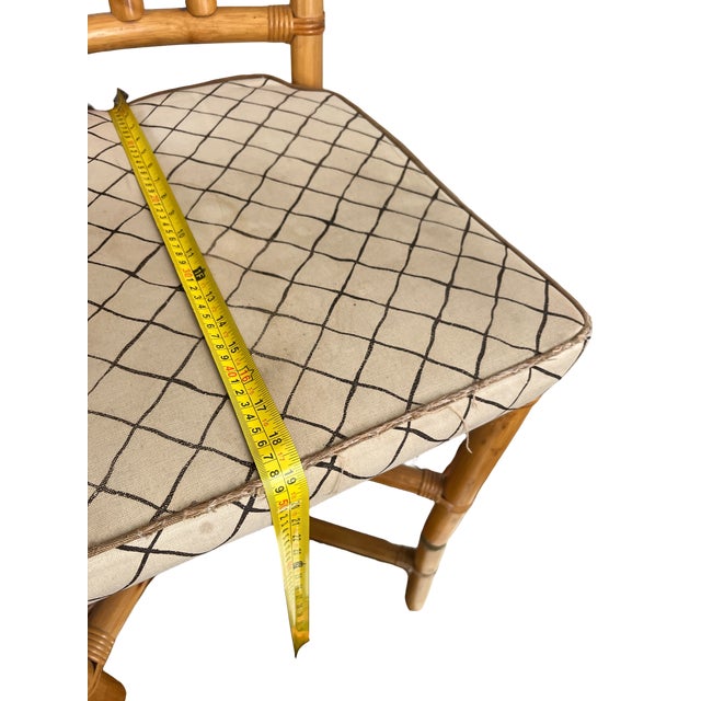 1970s Chinese Chippendale Bamboo Side Chair With Cushioned Seat For Sale - Image 9 of 10