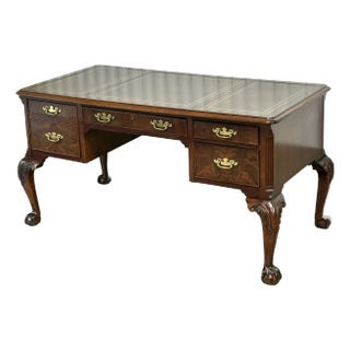 Hekman Furniture Leather Top Georgian Ball and Claw Executive Desk For Sale