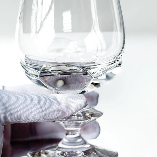Lalique 1990s Mid Century Modern Lalique ‘Blois’ Crystal Sherry Glasses - Set of 2 For Sale - Image 4 of 5