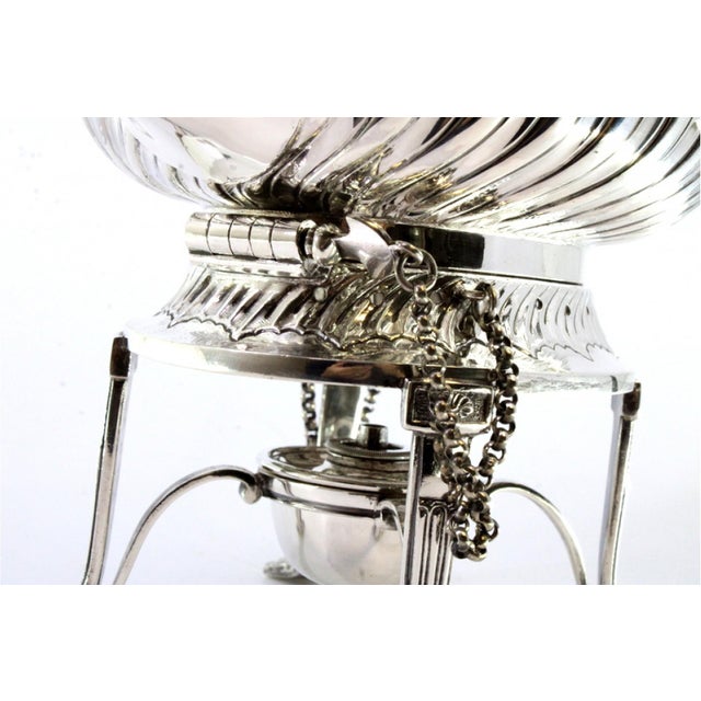 Gummed Silver Kettle with Lamp, Wooden Handle and Claw-Shaped Feet For Sale - Image 6 of 12