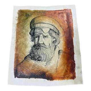 Man With Beard Portrait-Vintage 1950s Painting For Sale